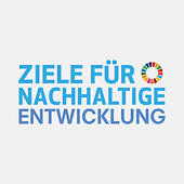 Logo mit Text: "Ziele für nachhaltige Entwicklung" und einem bunten Symbol.